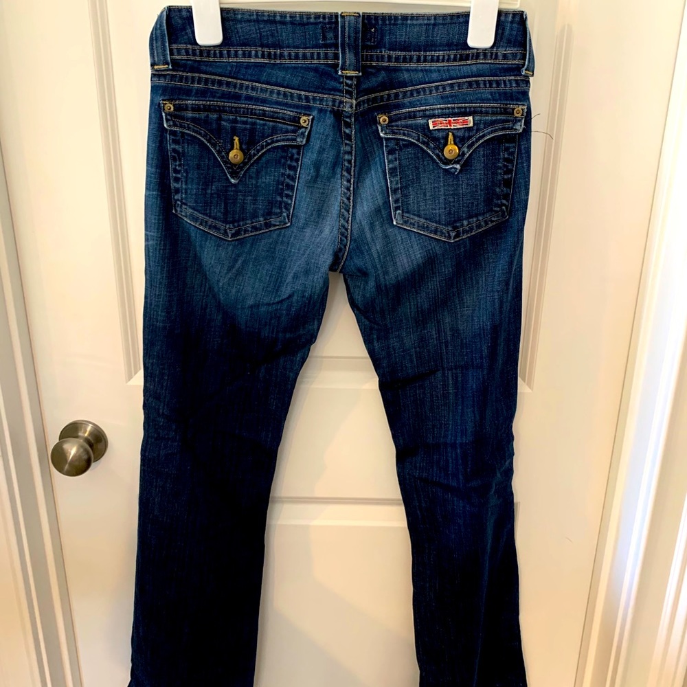 Hudson, mid-rise, boot cut Jeans.